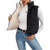 imageSOLY HUX Womens Zip Up Reversible Puffer Vest Jacket Mock Neck Sleeveless Padded Coat Winter Warm OuterwearPure Black