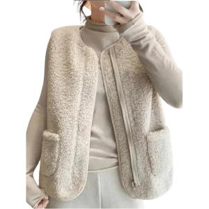 imageSOLY HUX Womens Fleece Sweater Vest Zip Up Sleeveless Sherpa Tank Top Jackets with PocketsPure Apricot