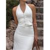 imageSOLY HUX Womens Button Down Suit Vest Halter V Neck Backless Waistcoat Sleeveless Tank TopsPure White