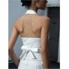 imageSOLY HUX Womens Button Down Suit Vest Halter V Neck Backless Waistcoat Sleeveless Tank TopsPure White