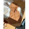 imageSOLY HUX Womens Fuzzy Vest Zip Up Sleeveless Hoodies Casual Cropped Vest JacketPlain Brown