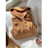 imageSOLY HUX Womens Fuzzy Vest Zip Up Sleeveless Hoodies Casual Cropped Vest JacketPlain Brown