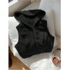 imageSOLY HUX Womens Fuzzy Vest Zip Up Sleeveless Hoodies Casual Cropped Vest JacketPure Black