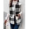 imageSOLY HUX Womens Plaid Vest Coat Open Front Sleeveless Teddy Outerwear with PocketBlack Plaid