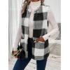 imageSOLY HUX Womens Plaid Vest Coat Open Front Sleeveless Teddy Outerwear with PocketBlack Plaid