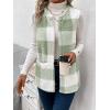imageSOLY HUX Womens Plaid Vest Coat Open Front Sleeveless Teddy Outerwear with PocketGreen Plaid