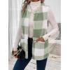 imageSOLY HUX Womens Plaid Vest Coat Open Front Sleeveless Teddy Outerwear with PocketGreen Plaid