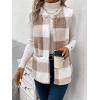 imageSOLY HUX Womens Plaid Vest Coat Open Front Sleeveless Teddy Outerwear with PocketMulticoloured Plaid