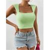imageSOLY HUX Womens Square Neck Crop Tank Tops Going Out Slim Fit Tops Sleeveless Summer VestLime Green