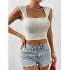 imageSOLY HUX Womens Square Neck Crop Tank Tops Going Out Slim Fit Tops Sleeveless Summer VestPlain Beige