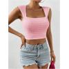 imageSOLY HUX Womens Square Neck Crop Tank Tops Going Out Slim Fit Tops Sleeveless Summer VestPlain Light Pink