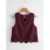 imageSOLY HUX Womens Summer Tank Tops Hollow Out Scallop Trim Sleeveless Vest Crop TopPure Burgundy