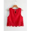 imageSOLY HUX Womens Summer Tank Tops Hollow Out Scallop Trim Sleeveless Vest Crop TopPure Red