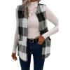 imageSOLY HUX Womens Plaid Vest Coat Open Front Sleeveless Teddy Outerwear with PocketBlack Plaid
