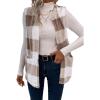 imageSOLY HUX Womens Plaid Vest Coat Open Front Sleeveless Teddy Outerwear with PocketMulticoloured Plaid