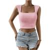 imageSOLY HUX Womens Square Neck Crop Tank Tops Going Out Slim Fit Tops Sleeveless Summer VestPlain Light Pink