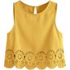 imageSOLY HUX Womens Summer Tank Tops Hollow Out Scallop Trim Sleeveless Vest Crop TopPure Yellow