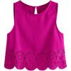 imageSOLY HUX Womens Summer Tank Tops Hollow Out Scallop Trim Sleeveless Vest Crop TopRed Violet