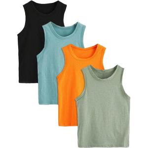 imageSOLY HUX Toddler Boys Tank Tops Sleeveless Crewneck Summer 4 Piece Basic Vest Top ShirtsBlack Blue Orange Green