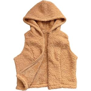 imageSOLY HUX Womens Fuzzy Vest Zip Up Sleeveless Hoodies Casual Cropped Vest JacketPlain Brown
