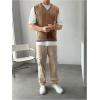 imageSOLY HUX Mens Striped Cable Knit Sweater Vest V Neck Sleeveless Casual School Sweater TopsBrown Striped