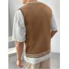 imageSOLY HUX Mens Striped Cable Knit Sweater Vest V Neck Sleeveless Casual School Sweater TopsBrown Striped