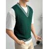imageSOLY HUX Mens Striped Cable Knit Sweater Vest V Neck Sleeveless Casual School Sweater TopsDark Green Striped