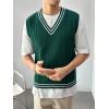 imageSOLY HUX Mens Striped Cable Knit Sweater Vest V Neck Sleeveless Casual School Sweater TopsDark Green Striped