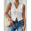 imageSOLY HUX Womens Button Down Vest Sleeveless V Neck Textured Shirt Summer Tank Tops WaistcoatSolid White