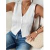 imageSOLY HUX Womens Button Down Vest Sleeveless V Neck Textured Shirt Summer Tank Tops WaistcoatSolid White