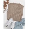 imageSOLY HUX Womens Cable Knit V Neck Sweater Vest Sleeveless Casual Cropped Knit VestApricot