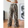imageSOLY HUX Womens Camo Pants Wide Leg Baggy Sweatpants Elastic Waist Drawstring Loose PantsGreen Camo