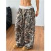 imageSOLY HUX Womens Camo Pants Wide Leg Baggy Sweatpants Elastic Waist Drawstring Loose PantsGreen Camo