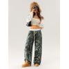 imageSOLY HUX Womens Camo Pants Wide Leg Baggy Sweatpants Elastic Waist Drawstring Loose PantsGreen Printed
