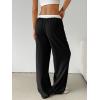 imageSOLY HUX Womens Drawstring Elastic Waist Wide Leg Pants Color Block Long Pants with PocketsBlack and White
