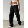 imageSOLY HUX Womens Drawstring Elastic Waist Wide Leg Pants Color Block Long Pants with PocketsBlack and White