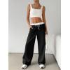 imageSOLY HUX Womens Drawstring Elastic Waist Wide Leg Pants Color Block Long Pants with PocketsBlack and White
