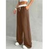 imageSOLY HUX Womens Drawstring Elastic Waist Wide Leg Pants Color Block Long Pants with PocketsBrown and White