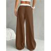 imageSOLY HUX Womens Drawstring Elastic Waist Wide Leg Pants Color Block Long Pants with PocketsBrown and White