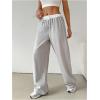 imageSOLY HUX Womens Drawstring Elastic Waist Wide Leg Pants Color Block Long Pants with PocketsGrey and White