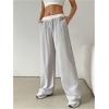 imageSOLY HUX Womens Drawstring Elastic Waist Wide Leg Pants Color Block Long Pants with PocketsGrey and White