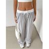 imageSOLY HUX Womens Drawstring Elastic Waist Wide Leg Pants Color Block Long Pants with PocketsGrey and White