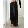 imageSOLY HUX Womens Drawstring Sweatpants Low Rise Baggy Wide Leg Pants with PocketsBlack Letter