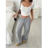 imageSOLY HUX Womens Drawstring Sweatpants Low Rise Baggy Wide Leg Pants with PocketsGrey Letter
