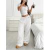 imageSOLY HUX Womens Drawstring Sweatpants Low Rise Baggy Wide Leg Pants with PocketsWhite Letter