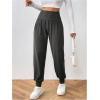 imageSOLY HUX Womens Elastic High Waisted Casual Joggers Pants with PocketsPlain Dark Grey