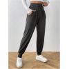 imageSOLY HUX Womens Elastic High Waisted Casual Joggers Pants with PocketsPlain Dark Grey