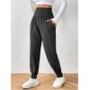 imageSOLY HUX Womens Elastic High Waisted Casual Joggers Pants with PocketsPlain Dark Grey