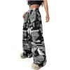 imageSOLY HUX Womens Graphic Baggy Pants Drawstring High Waisted Baggy Sweatpants with Pocket StreetwearBlack Graphic
