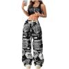 imageSOLY HUX Womens Graphic Baggy Pants Drawstring High Waisted Baggy Sweatpants with Pocket StreetwearBlack Graphic